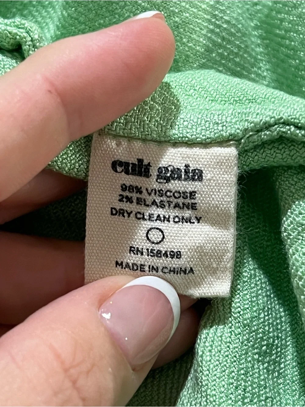 Cult Gaia Mint Green Tie Front Puff Sleeve Top Size S